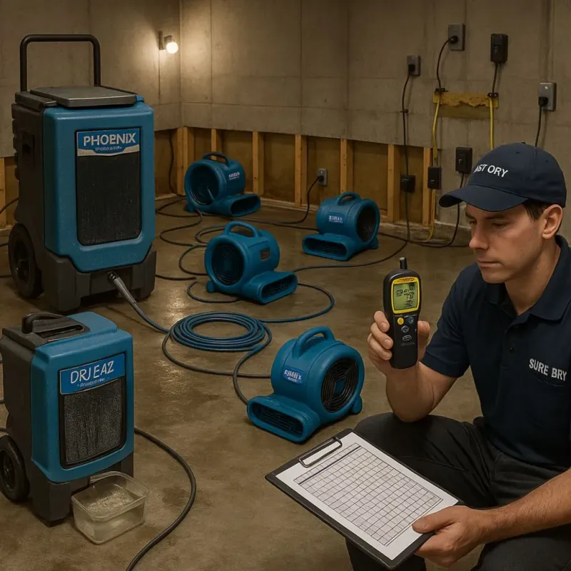 Structural Drying and Dehumidification process in Emerald Lakes, PA